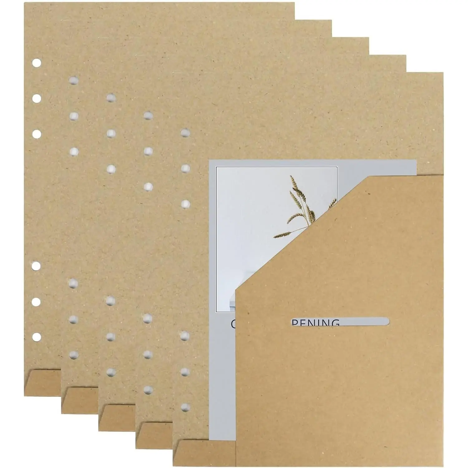 A5  Paper Binder Pocket Dividers, 5 Sheets Dividers with 6 Holes & Front Pockets, Planner Inserts for Binders, Planners, Travel Journals (5,  - Front Pockets)