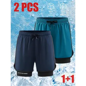 Men’s 2-in-1 Compression Workout Shorts Multi-Color Quick Dry Athletic Running Shorts with Phone Pockets, Lightweight Breathable Gym Training Shorts for Summer Outdoor Jogging Hiking FitTok Must-Have