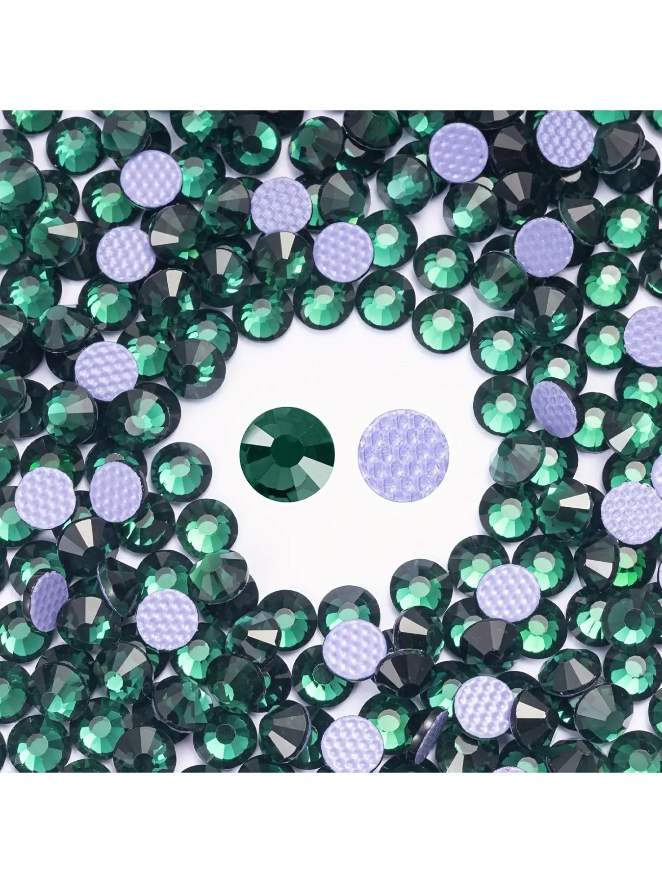 SS6-SS20 Green Hot Melt Water Set Crystal, Glitter Flat Back Rhinestones Water Set Crystal Round Crystal Stone, DIY Handmade, Suitable for Clothing Sewing and Fabric Gown Bag Shoe Decorations