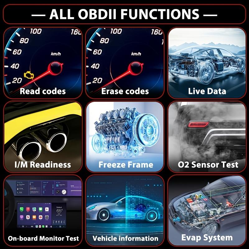 Professional OBD2 Diagnostic Scanner, USB Powered, Engine Fault Detector, Fault Code Reader, Battery Tester, I/M Readiness, Fault Code Remover, Support 10 Languages, Works with All OBD II Protocol Cars Since 1996, No Battery Required