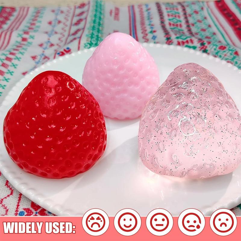 2026 New Model Tabba Strawberry Soft Rubber Toy Strawberry Stress Relief Squeeze Toy