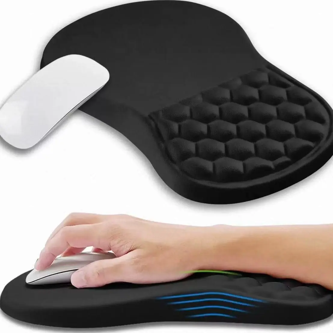 Ergonomic Mouse Pad with Wrist Support Massage Design, Anti-Slip Rubber Base, Waterproof, Memory Foam, Ideal for Office & Gifts, Mouse Pad with Wrist Rest