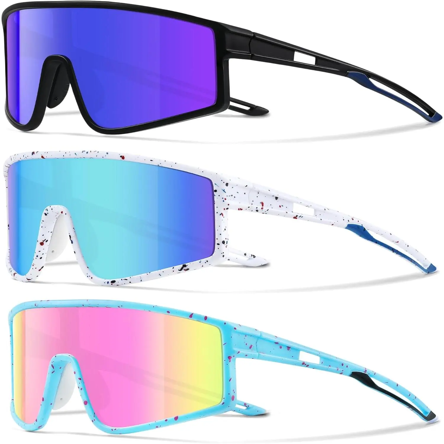 3 Pack Kids Sunglasses Youth Baseball Polarized Sun Glasses Sports Cycling Running for Boys Girls UV Protection