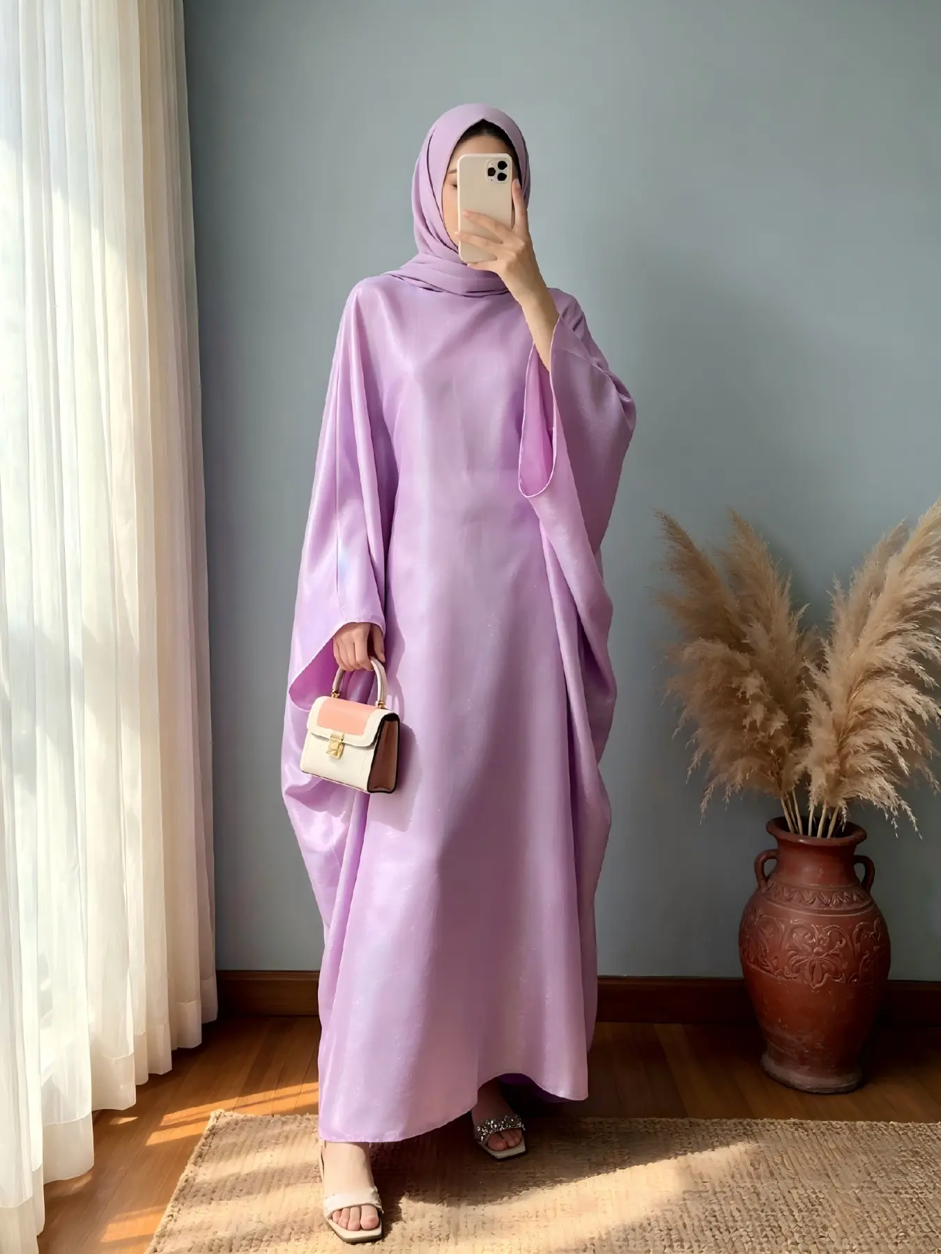Middle Eastern Fashion New Modest Long Robe, Muslim Dubai Arabic Turkish Islamic Abaya Kaftan Shimmering Elegant Women's Dress, Loose Comfort Daily Commute Casual Robe