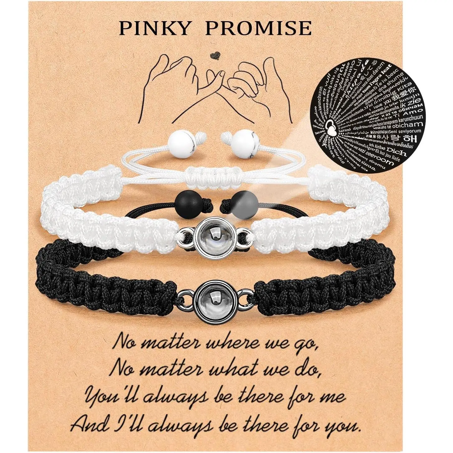I Love You 100 Languages Bracelets, Couples Gifts for Boyfriend, Girlfriend, My Love, Soulmate, Anniversary Valentines Day Birthday Christmas  for Women Men