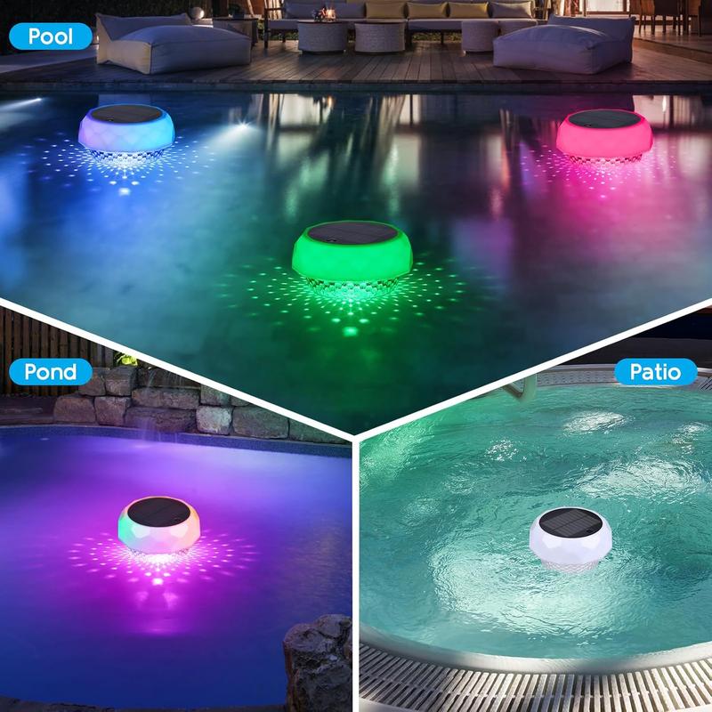 Pool Chlorine Floater with Solar Light, Chlorine Tablet Floater for Pool Fit 1" and 3" Tablets, Floating Chlorine Dispenser with Remote and Adjustable for Pool  Hot Tub