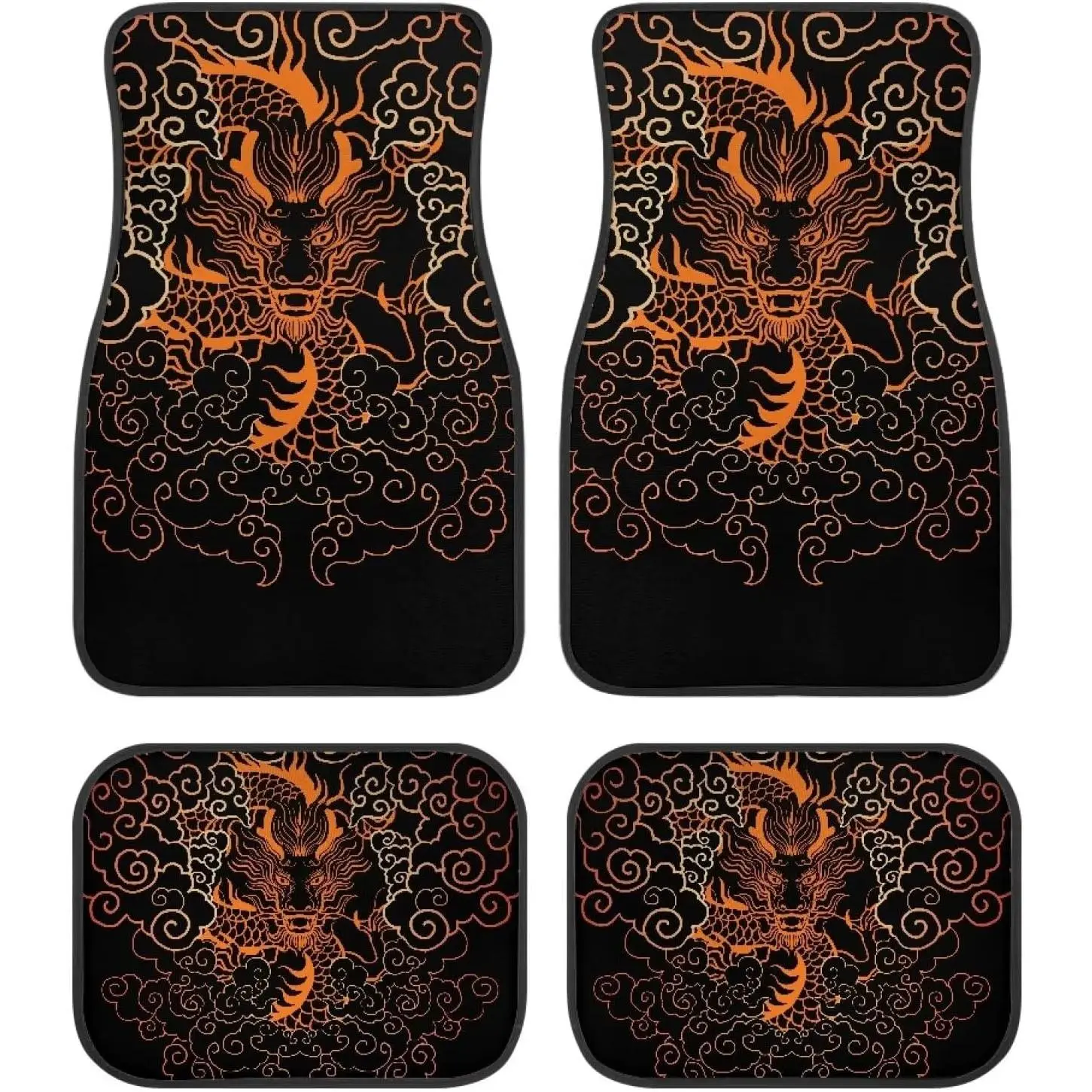 Dragon 4 Piece Set of Car Floor Mat Vehicle Front Rear Carpets Mats All Weather Protection Anti-Slip Non Slip Car Interior Carpets All Weather Protection Universal