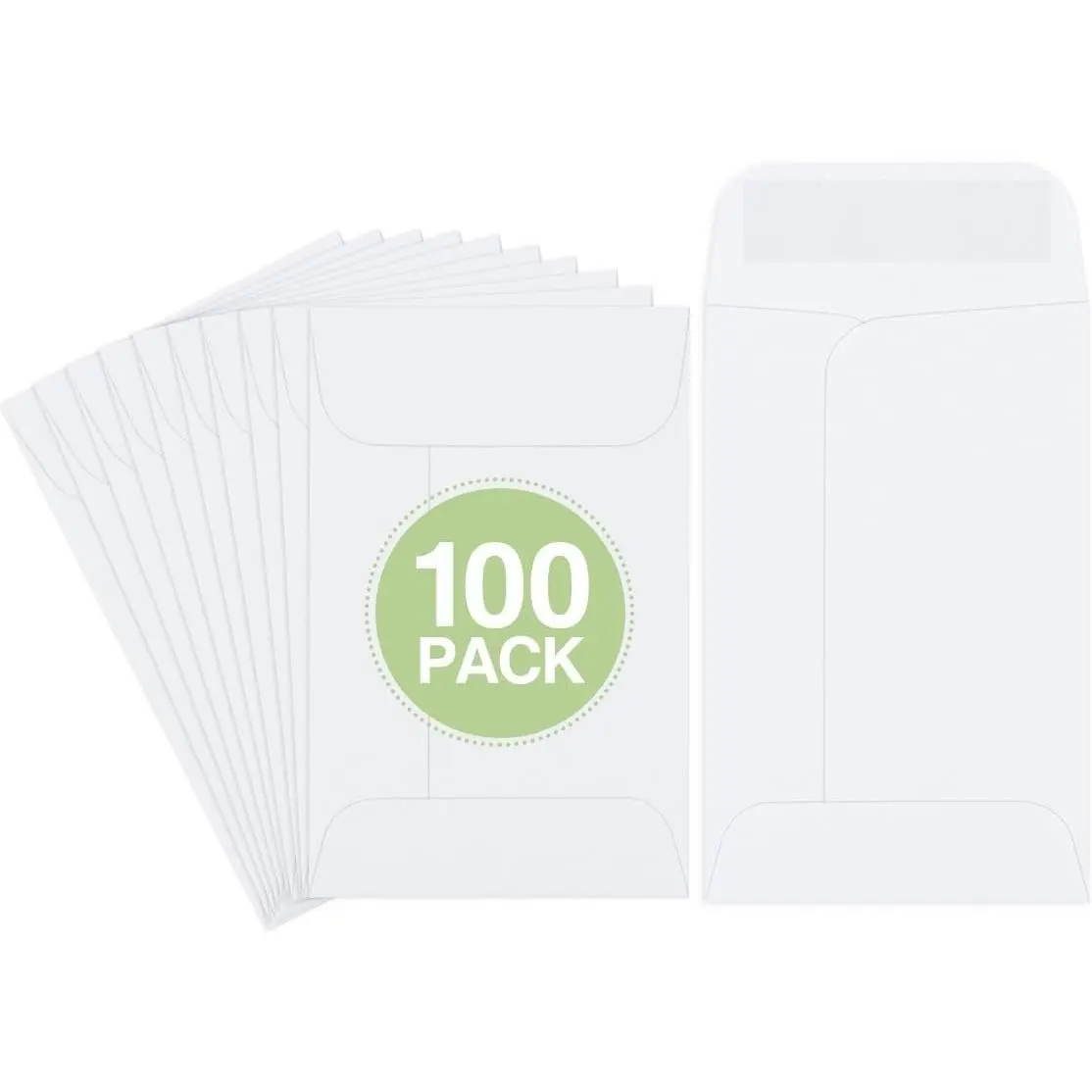 100 PCS Coin Envelopes 2.25 x 3.5 Inch White Small Parts Envelope with Gummed Flap, Kraft Seed Envelopes for Garden, Home and Office(Gift)