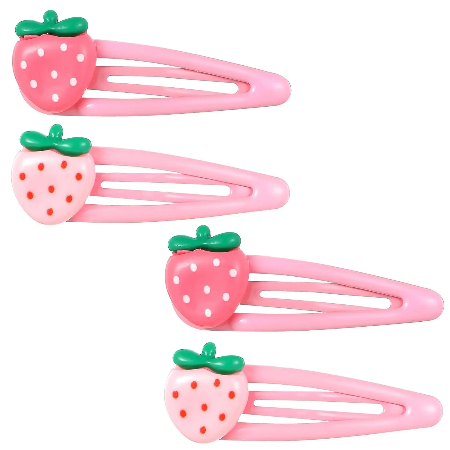 Strawberry Hair Clips, 4Pcs Snap Pink Hair Clips Barrettes Pink Decorative Kawaii Clip Y2k Accessories  Girls Toddlers Kids and Teens Gifts