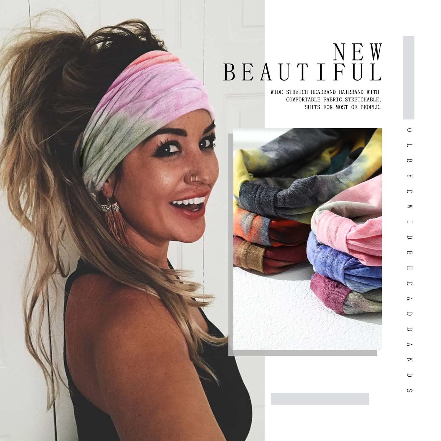Wide Headbands Women Knotted Headband Non Slip Elastic Hair Bands Tie Dye Turban Head Wraps Workout Yoga Sports Sweatbands Boho Headbands for Women Fashion Hair Accessories Pack of 6 (Stylish) SpringStatements