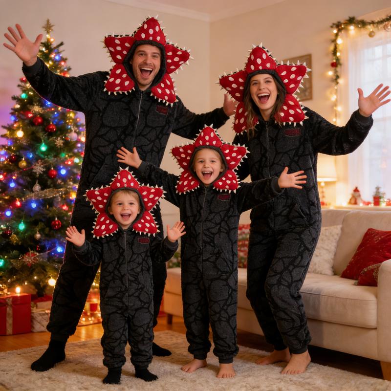 Stranger Things Demogorgon Onesie Fleece Fabric Cosplay Costume Pajamas Kids Adults Hooded Jumpsuit Christmas New Year Sleepwear for Boys and Gilrs Upside Pjs Stranger Things Demogorgon Onesie Fleece Fabric Cosplay Costume Pajamas Kids Adults Hooded Jumpsuit Christmas New Year Sleepwear for Boys and Gilrs Upside Pjs