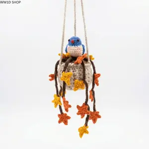 Handmade Crochet Bird Car Hanging Ornament for Rearview Mirrors, Amigurumi Car Charm Accessory, Lightweight Interior Decor for Daily Driving