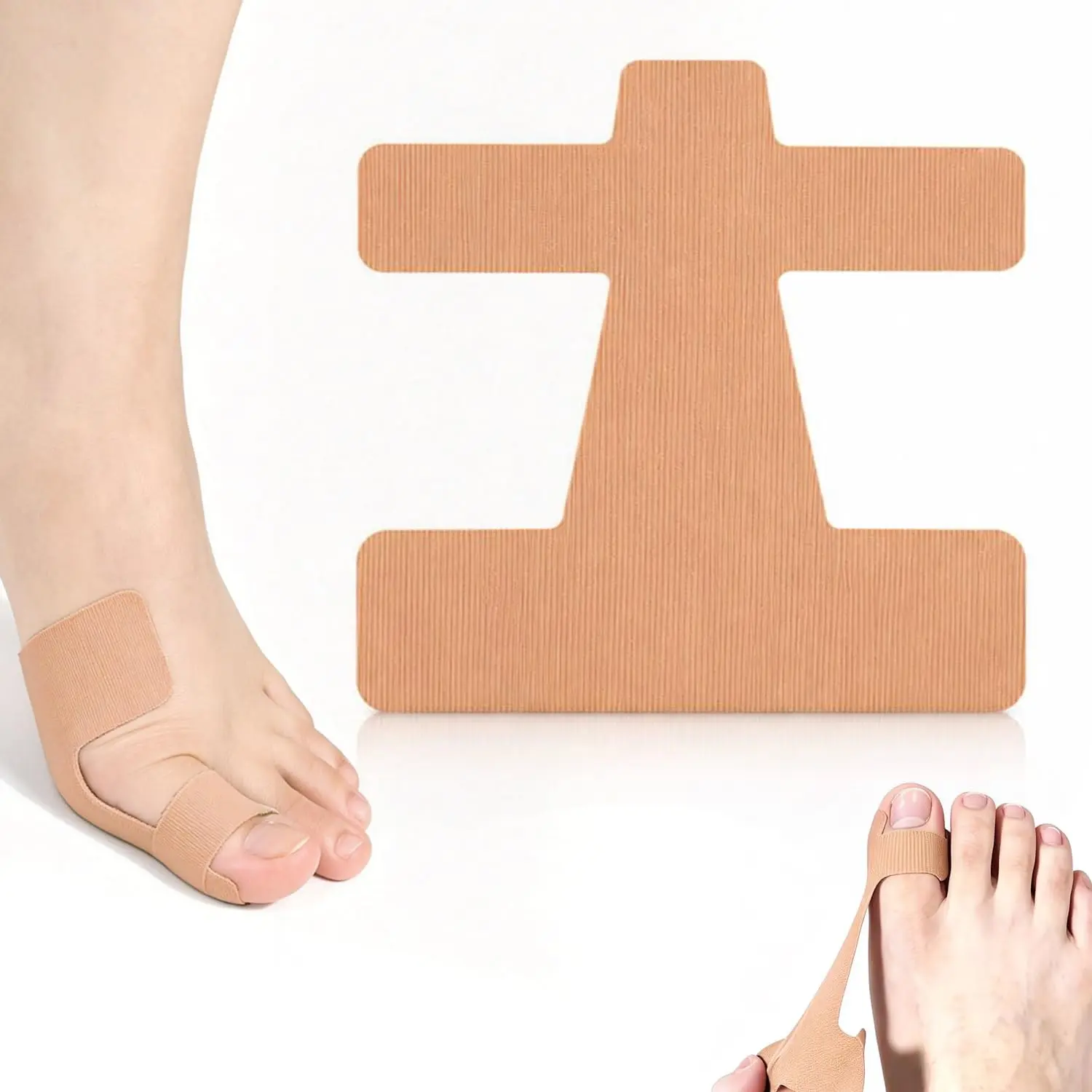 40 Pcs Pre-Cut Bunion Corrector Kinesiology Tape,Elastic Breathable Latex-Free Kinesiology Tape,Self-Adhesive Hallux Valgus Toe Strips, Skin-Friendly Foot Care Support Strips,Self-Adhesive Hallux Valgus Corrector for Men & Women(Skin Color)