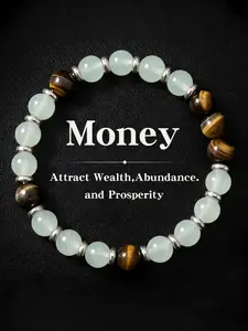 1pc Money Attraction Beaded Ball Bracelet with Green Aventurine & Tiger Eye for Wealth & Good Luck, Beaded Bracelets, Wealth Manifestation Crystal Bracelet for Birthday, Anniversary Jewelry Gift for Women and Men
