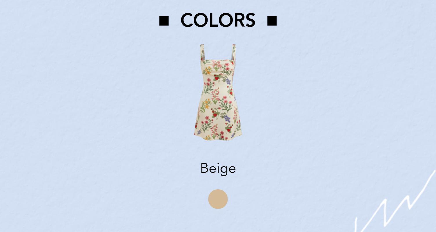 Cider [size 0-26] Square Neck Floral & Fruit Graphic Mini Dress, High Stretch Sundress for Women, Summer Dress for Vacation & Garden Party, Pinterest Girl Picnic Outfit, Womenswear