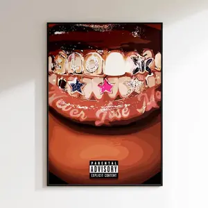 Urban Black Girl Canvas Poster |   Grillz Street Art Wall Print for Bedroom, Dorm & Living Room