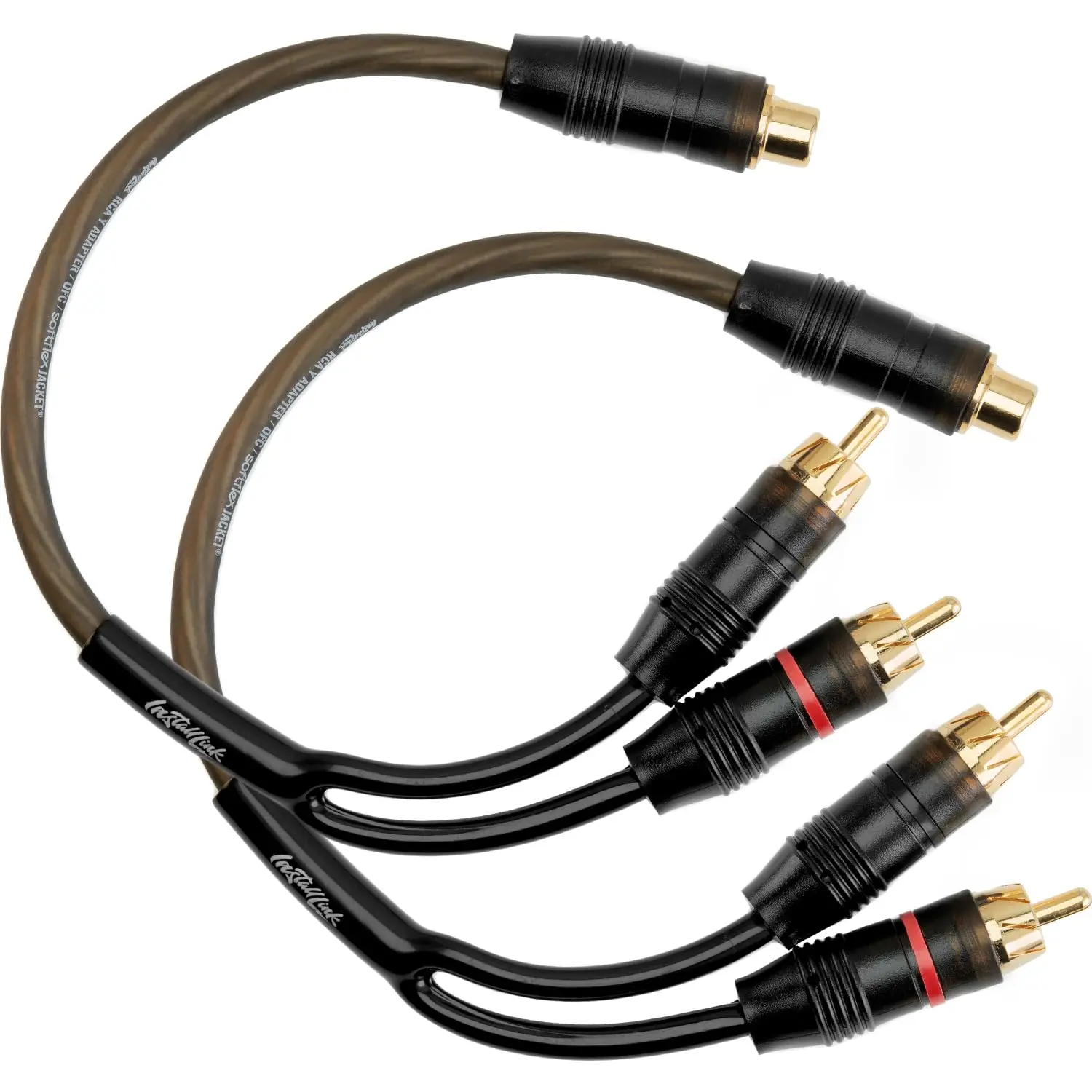 Install Link RCA Audio Cable for Subwoofer or Stereo Cable, Adapter 1-Female to 2-Male Splitter, 2pk