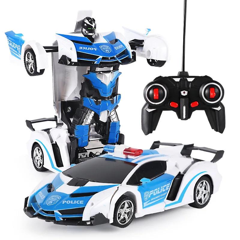 Kids Transforming RC Car Robot Sports Car 2 in 1 Deformation Toy with Remote Control for  Age 3+ 4-7 8-12 boy Robot with Remote Control Rechargeable Alloy Cyber-Truck Transformable Mini Forklift Dual-Tire Drift High-Speed LED Off-Road