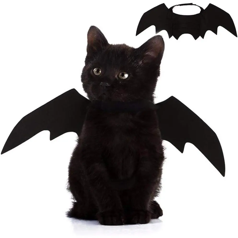 Pet Bat Shape Felt Wings Costume - Adjustable Sizes (24-36cm, 36-42cm) for Halloween Cosplay, Pet Cat Puppy Decoration