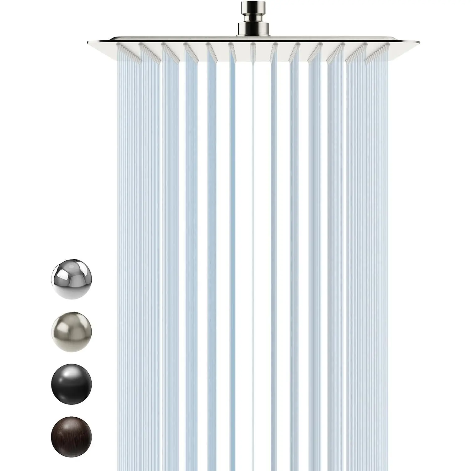 12 Inch Rain Shower Head, High Pressure Rainfall Showerhead Large Waterfall Shower Head Ultra Thin Water Saving, Brushed Nickel 304 Stainless Steel