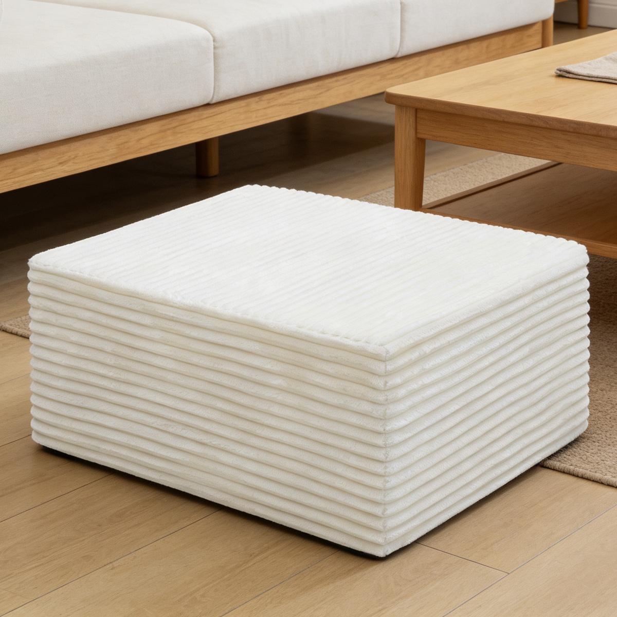 Luxury corduroy boneless sofa with matching ottoman. This footstool is suitable for living rooms, bedrooms and apartments. coffee table It requires no assembly and is made of comfortable flannel fabric.