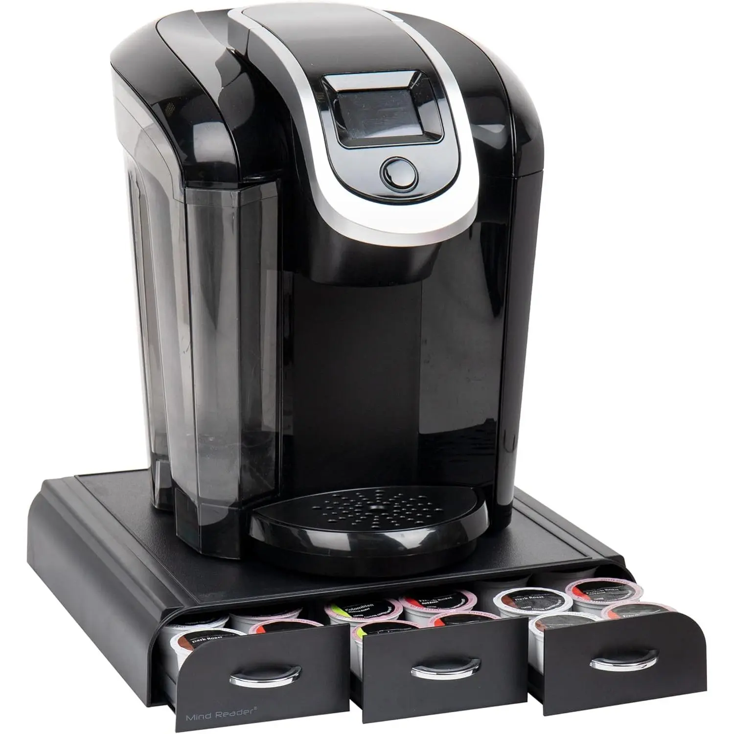 Single Serve Coffee Pod Organizer with 3 Drawers, 36 Pod Capacity, Countertop Coffee Storage for Single Serve Pods, Black