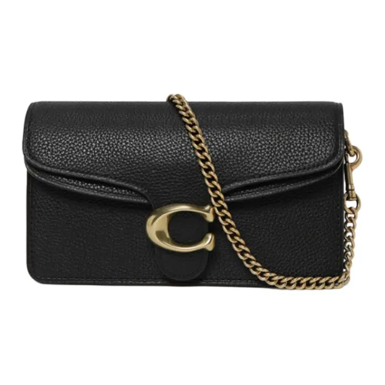 COACH Tabby 18 WOC Polished Pebbled Leather Crossbody Bag for Women – Mini Shoulder Bag in Black