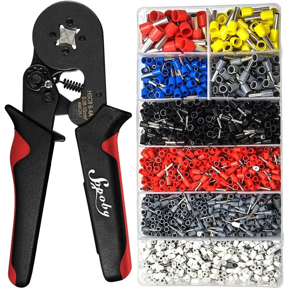 Ferrule Crimping Tool Kit, Self-Adjustable Ratchet Crimper Plier with 1800PCS Wire Ferrules, Electrical Terminals AWG 28-7, Wire End Connectors for Audio Car DIY Repair
