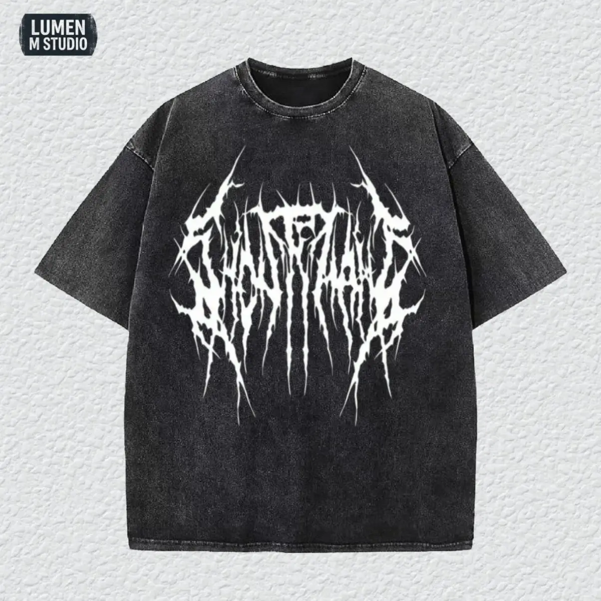 [ LM Studio ] Snow Wash Graphic Tee - Oversized Streetwear T-Shirt, Drop Shoulder Y2K Retro Top, Unisex---ID010