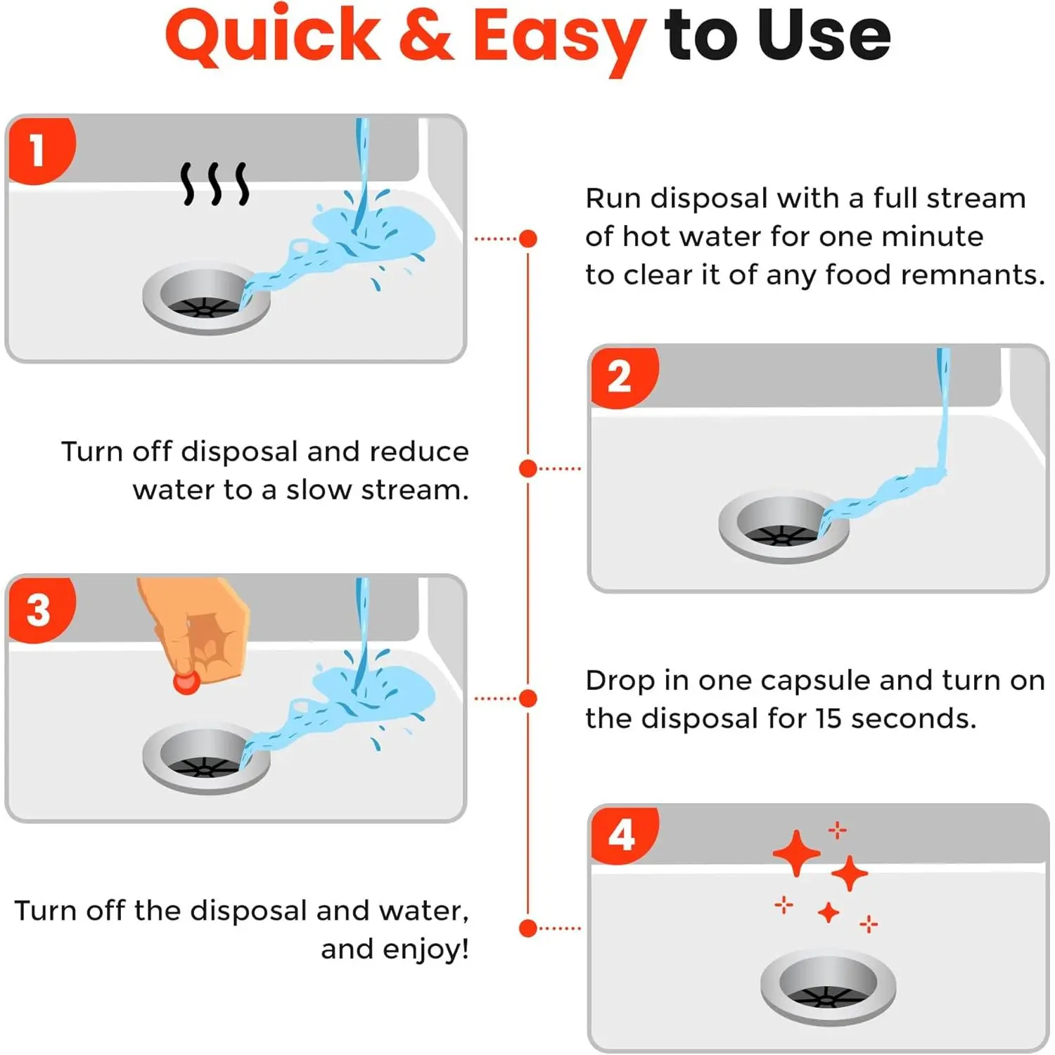 50-Count Garbage Disposal Cleaner & Deodorizer Pods, Orange Zest Scent – Kitchen Sink Drain Freshener and Odor Eliminator Balls