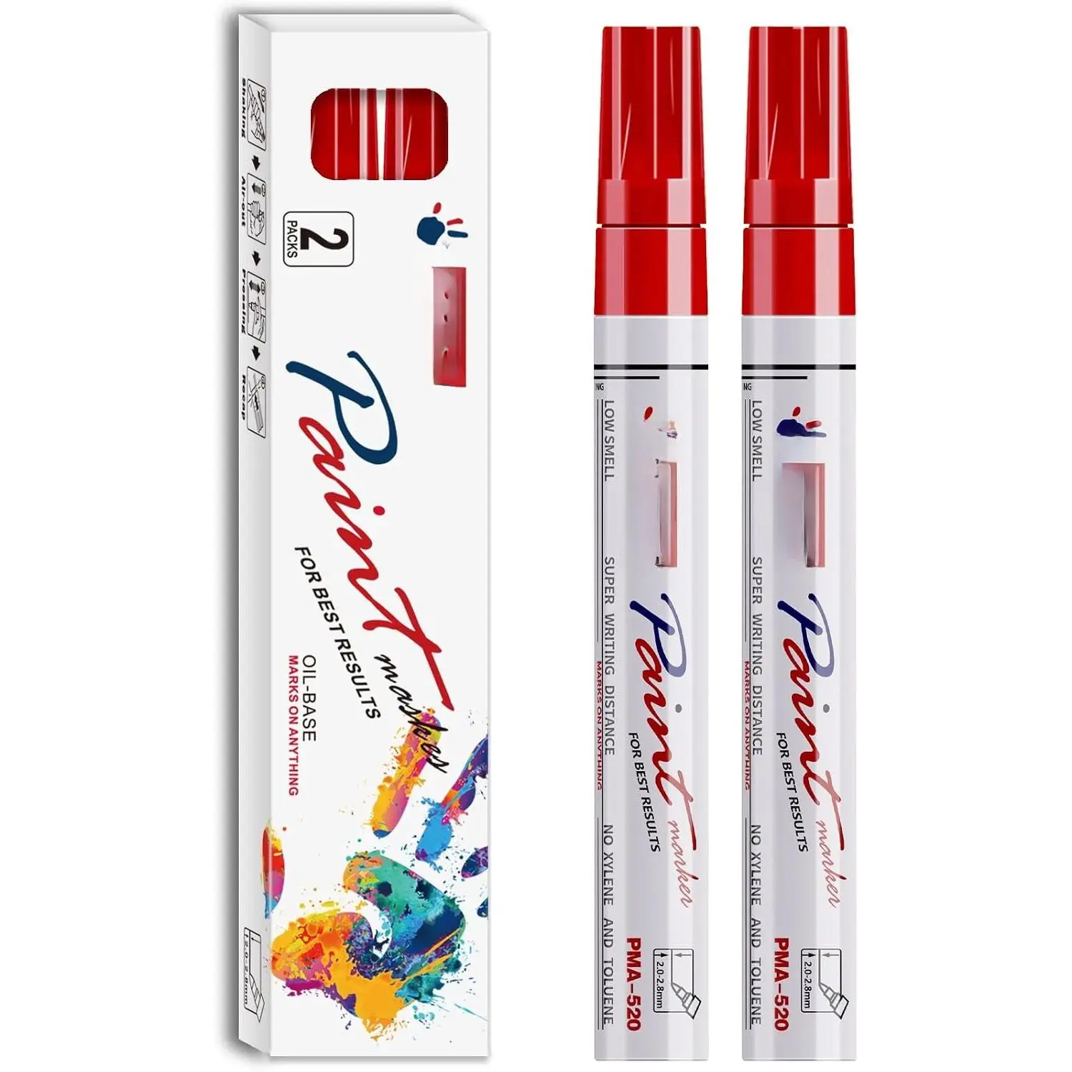 White Permanent Markers  Pens, 2 Pack Oil Based  Markers