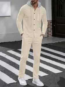 Men's Two-Piece Set, Christmas Gift, Friday, Spring Summer Fall Clothing, Casual Loose Fit Blazer Pants, High Waist Elastic Pants