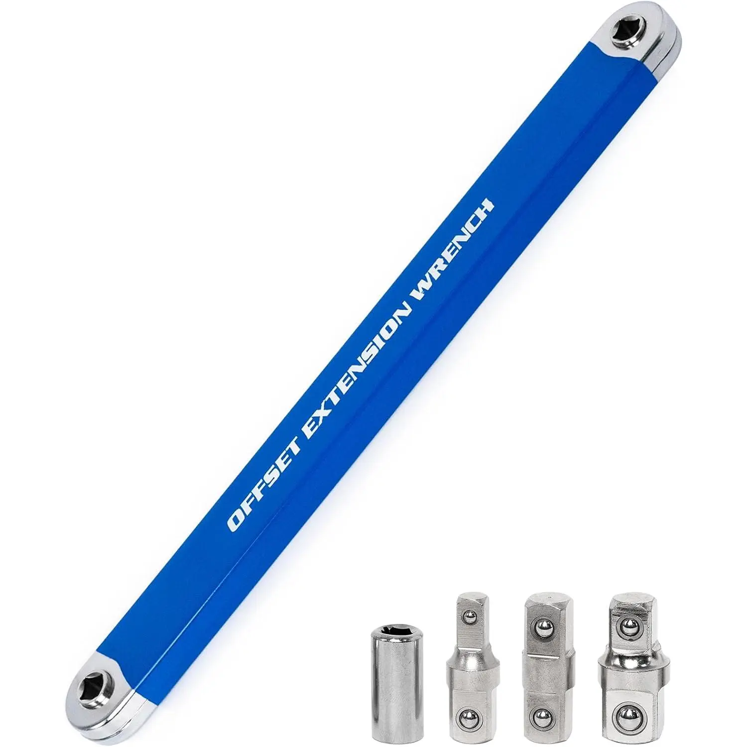 Ratchet Offset Extender Set,1/4",3/8",1/2" Square Drive Adapters | Offset Extension Wrench tool for Tight Spaces Fasteners,Ratcheting Socket Wrench Extension Bar