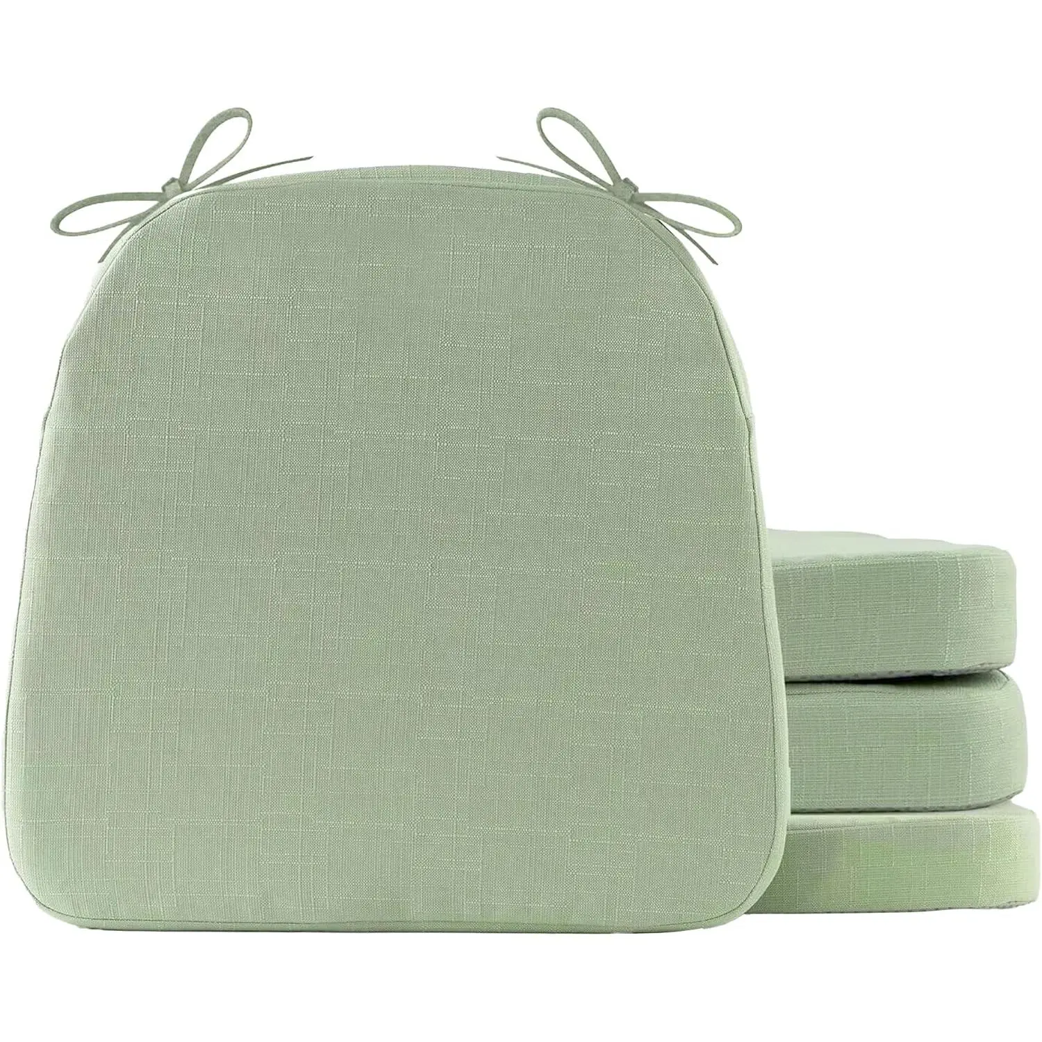 Chair Cushions for Dining Chairs with Ties, Indoor/Outdoor Kitchen Chair Pad with Non-Slip Backing, Dining Seat Cushion with Machine Washable Removable Cover, 16"x16"x2", Set of 4, Sage Green
