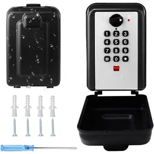 Key Lock Box, 12-Digit Code, Weatherproof Wall Mount, Large Capacity 5-8 ,  Alloy (, 3.58 * 2.24 * 5.28IN)