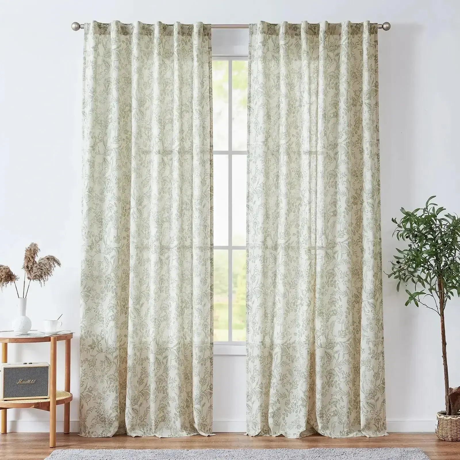 Ethereal Botanical Linen Curtains