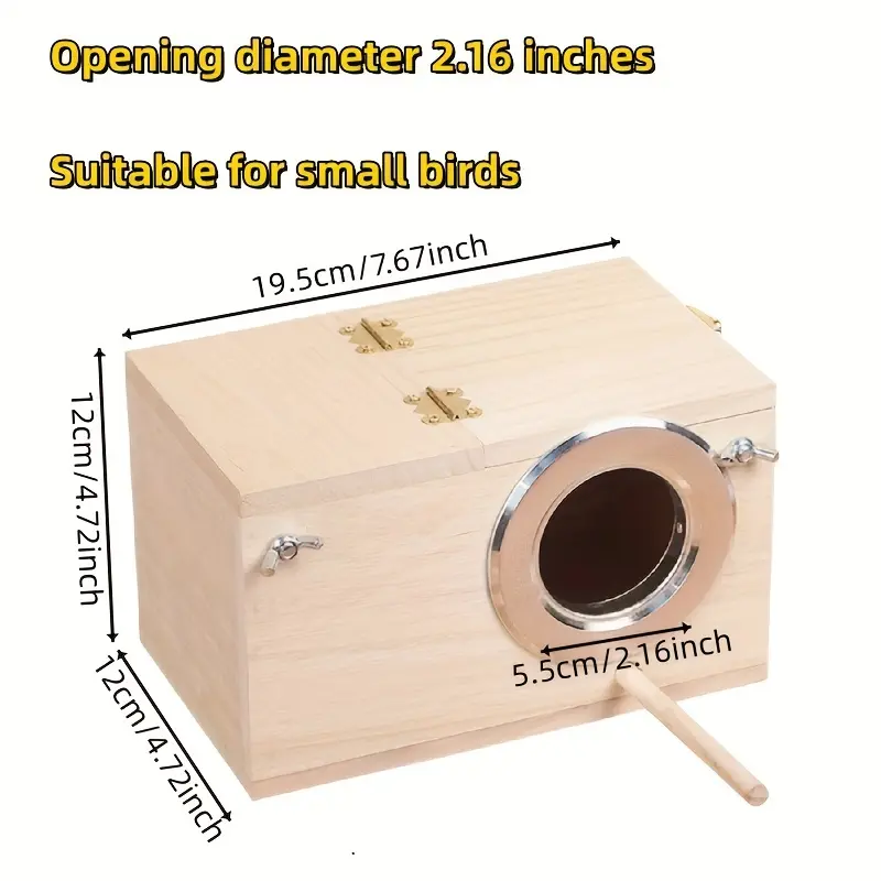 Wooden Nest Box for Parrots, Budgerigars, Cockatoos and Small Birds - Comfortable Breeding Cage Accessories
