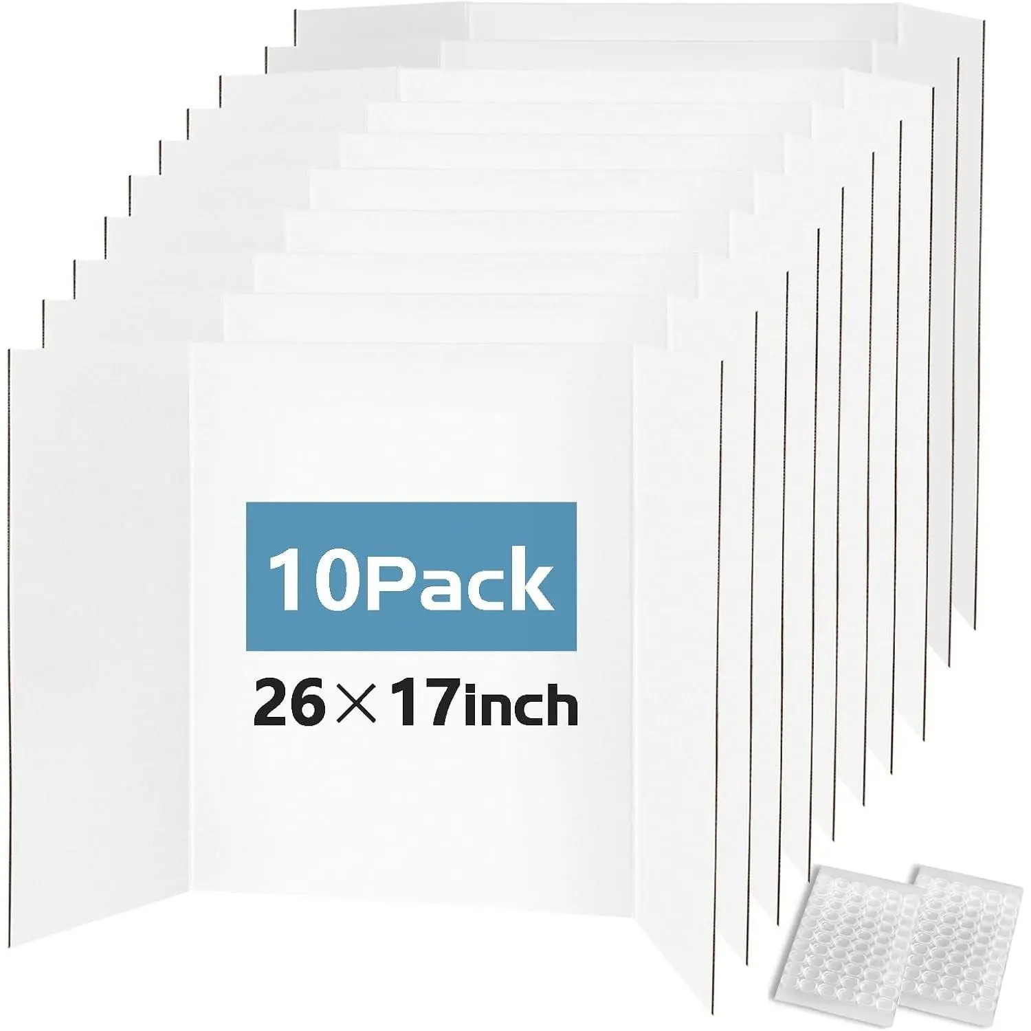 Trifold Poster Board, 10 Pack 26x17 Inch Presentation Board Foldable Trifold Display Boards for Science Fair, School and Office Presentations, Lightweight and Easy Setup