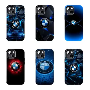 Blue Crystal Broken Glass BMW M Car Case Suitable for iPhone 17-11 Pro Max/Plus and  Samsung Galaxy S23-25