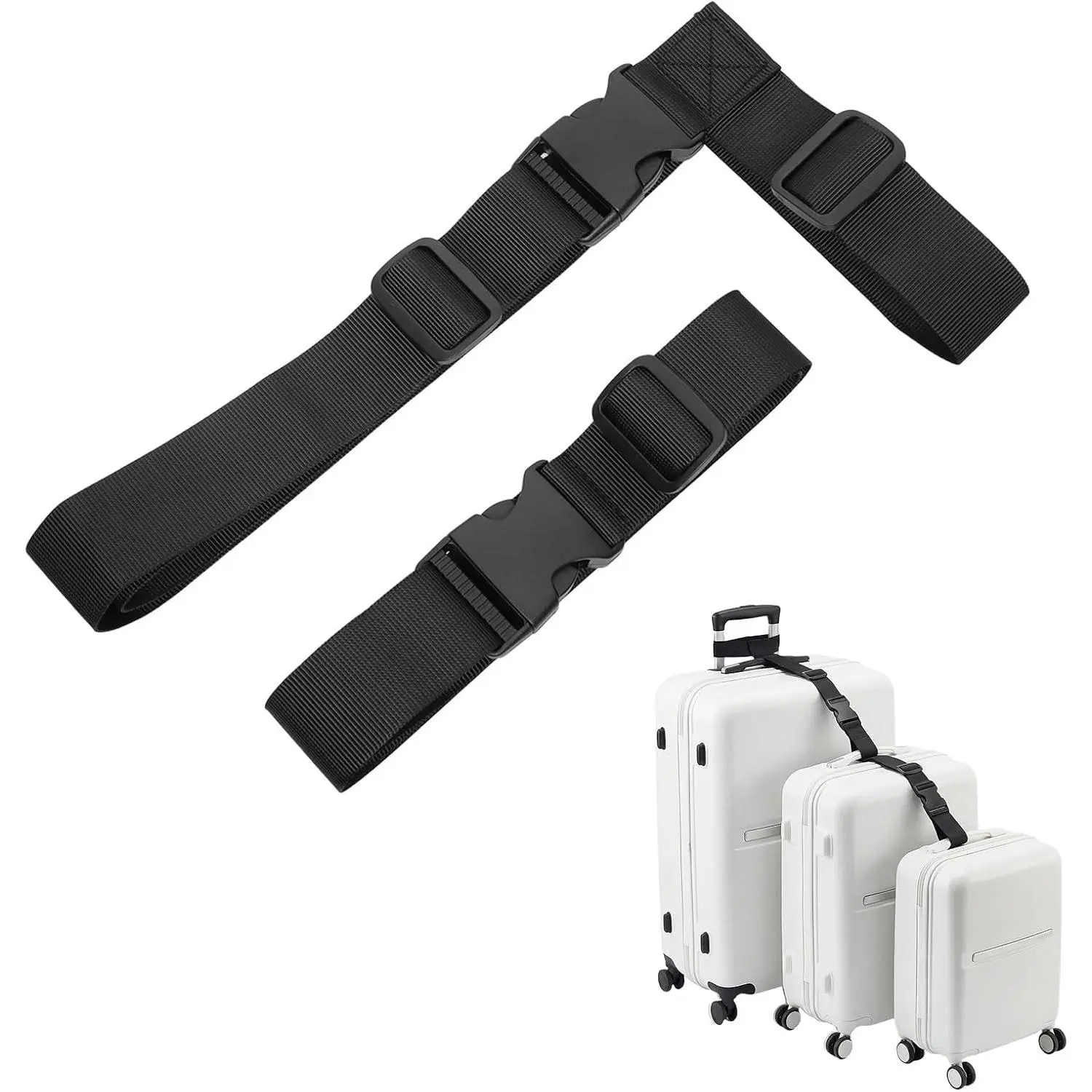 2 Pack Luggage Straps Connector for Suitcases Heavy Duty Adjustable Suitcase Belt Add a Bag Travel Attachment Accessories T-Type and Normal Suitcase Straps for Connecting Your Luggage Together