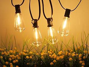 Outdoor String Lights Patio Lights Shatterproof ST38 Vintage Edison Bulbs, Outside Hanging Light Waterproof for Porch, Deck, Garden, Backyard, Balcony Outdoor Decorative String Lights for Halloween, Christmas
