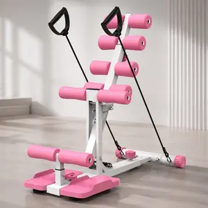 Deep Squat Machine for Home - Glutes Trainer with Resistance Bands, Squat Assist for Core & Legs Workout, 300 lbs Capacity, White/Pink, Compact for Home Gym, Apartment & Office