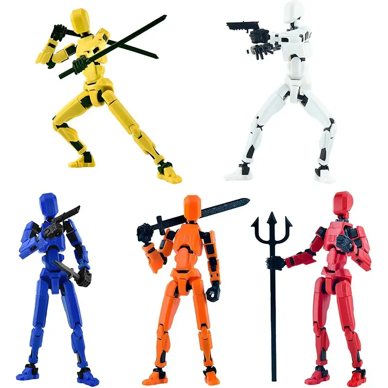 Five Different Colors 3D Printed Character Figurines, Educational Toy, Portable Desktop Display, Includes Replacement Parts, Perfect Gift