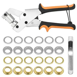 3/8 Inch 10mm Grommet Tool Kit Heavy Duty Handheld Grommet Press Pliers Easy and Safe to Punch Eyelet Hole Eyelet Plier with 500pcs Golden Grommets  Fabrics, Canvas, awnings