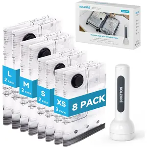 Travel Vacuum Bags with 2026 Lastest Wireless Pump, 8 Pack 4 Sizes Space Saver Vacuum Storage Bags for Luggage, Compression Seal Bags for Clothing Travel Packing