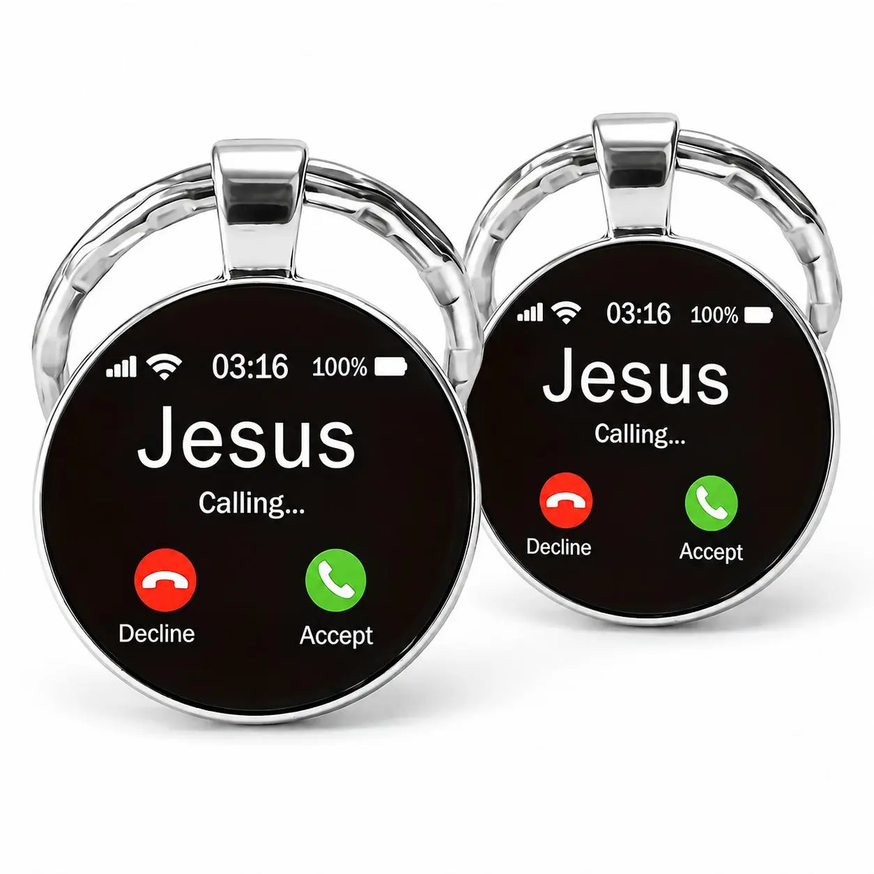 2 PCS  Jesus Calling Keychain, Christian Key Ring Gift, Faith Inspirational Keychain, Religious Gift for Men Women, God Bless You Reminder