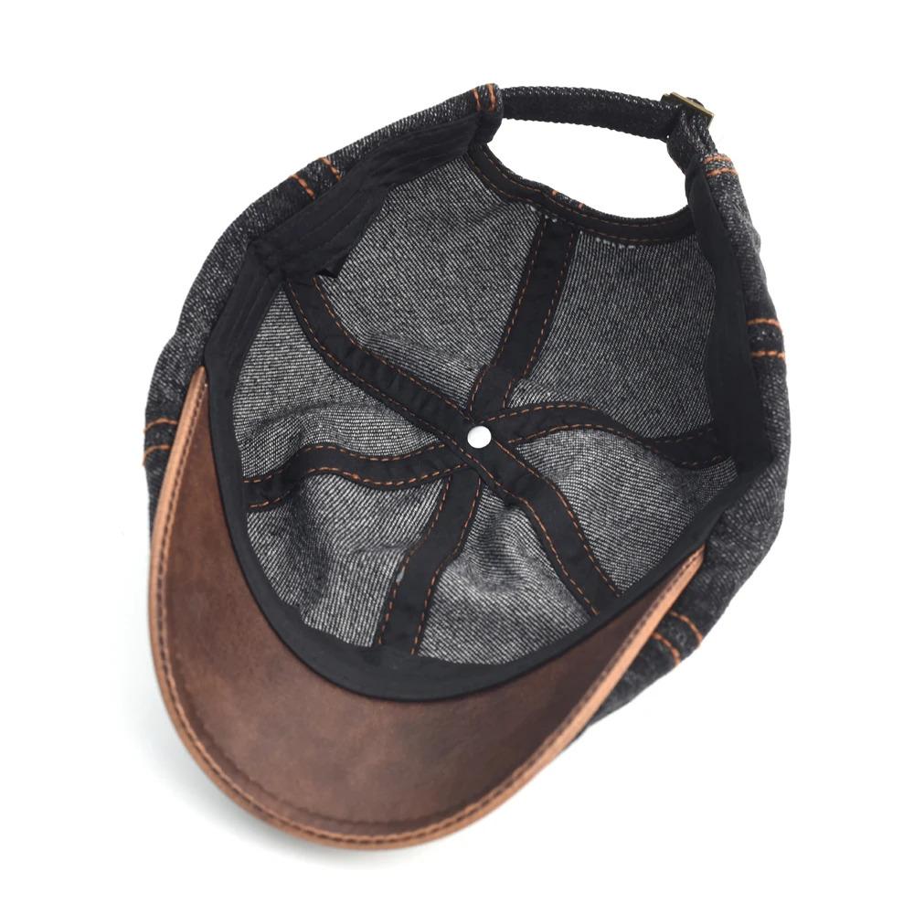 Denim Beret Hat Washed Vintage Peaked Cap Adjustable Cotton Newsboy Cap Casual Hats Flat Cap