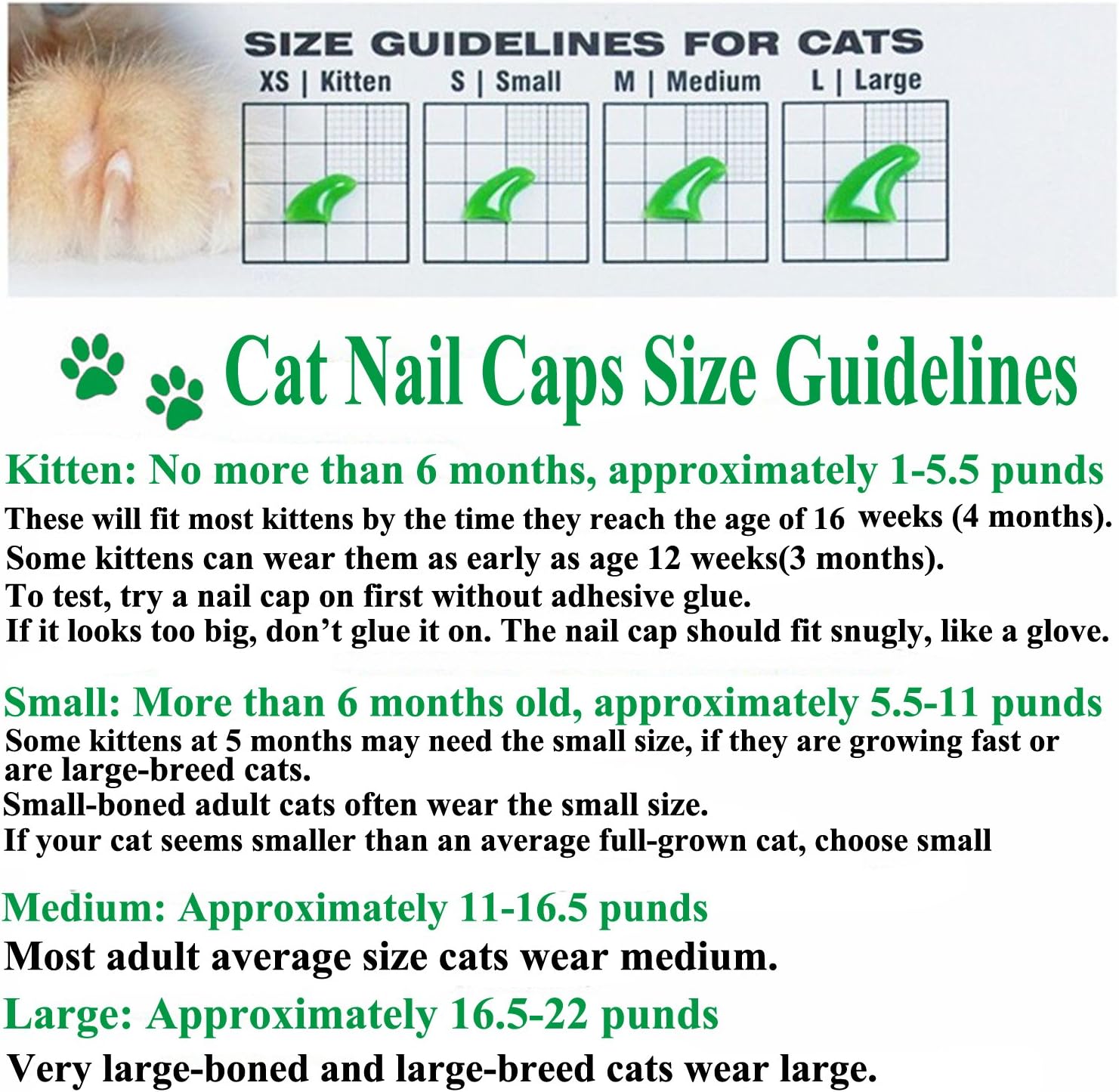 Cat Nail Caps, 100pcs Medium Size 5 Colors with Glue and Applicators, Safe for Cat Claw Care, Protect Homes and Furniture, Prevent Scratch Disease, Long-lasting, Skin-friendly
