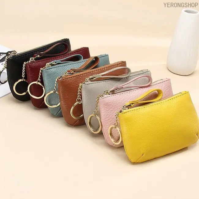 Women's Coin Pouch in Soft PU Leather, Minimalist Mini Wallet with Card Slots, Low-Key Plain Look Purse for Commute