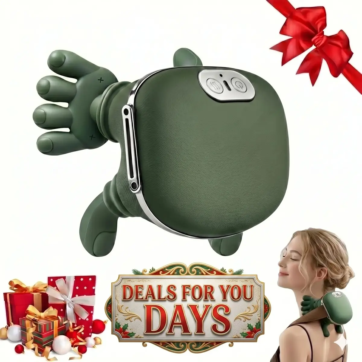 2026 Upgraded Electric Bionic Hand Heating Shoulder Massager, Wireless Portable 3D Kneading Device with Adjustable Speed, Lightweight Unisex Neck/Hand Massager, Father's Day Gift-001